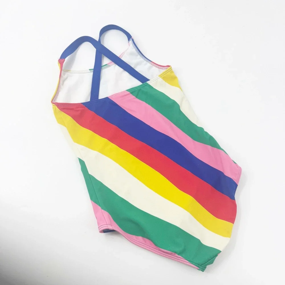 Mini Boden Girls Rainbow Diagonal Stripe One Piece Swimsuit 9-10Y 140cm